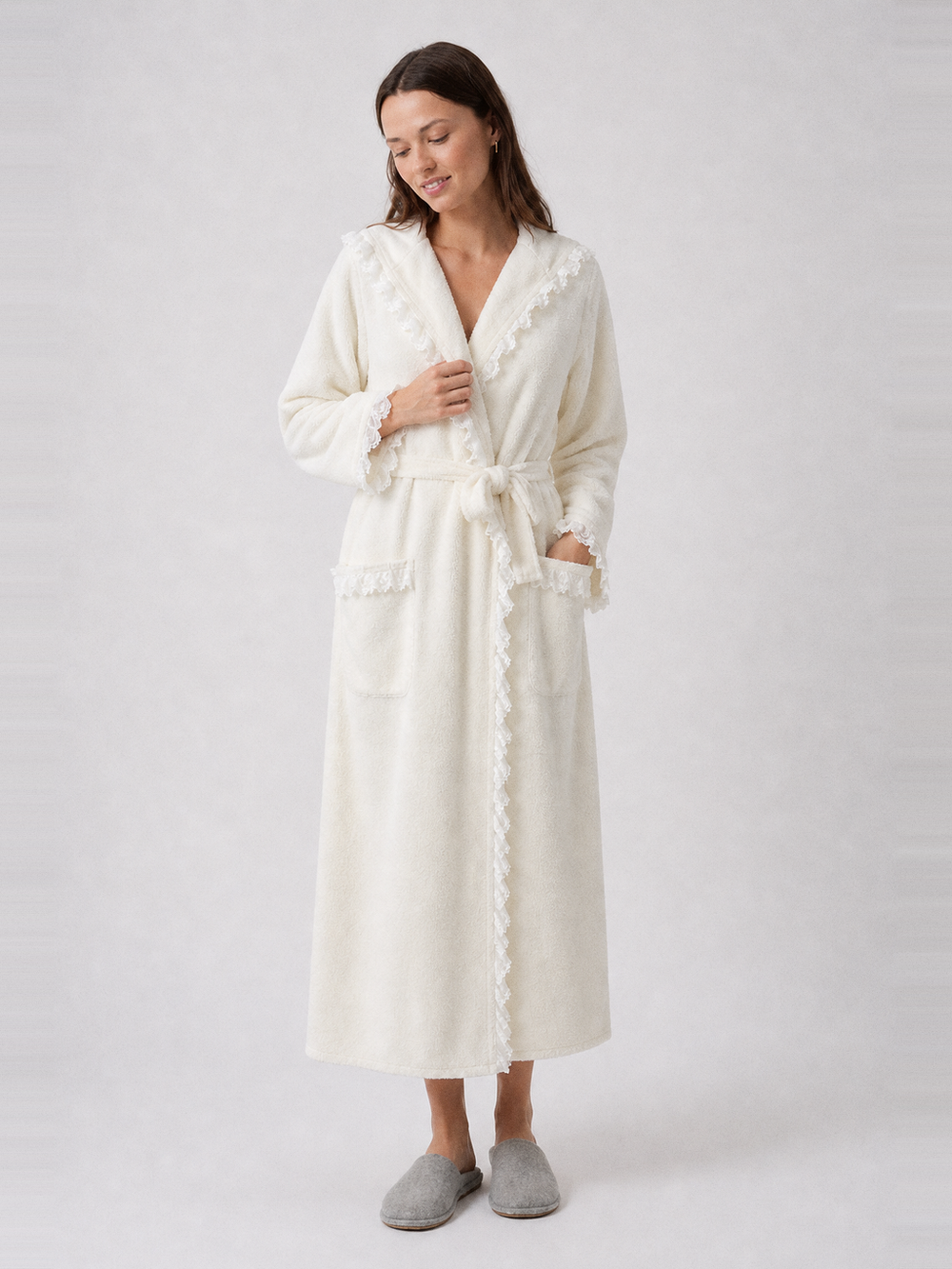 Robe de chambre dentelle – ceinture et poches