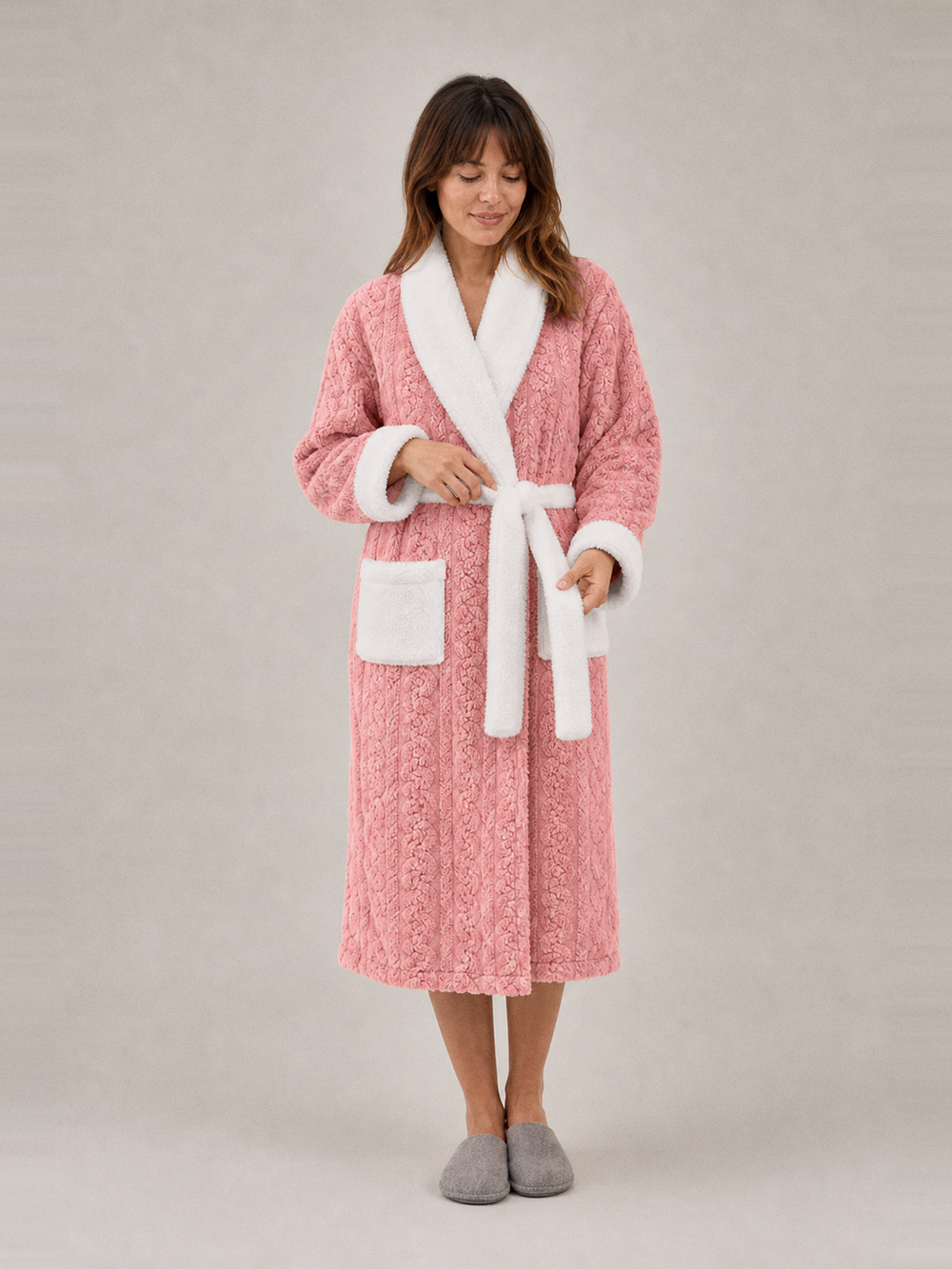 Robe de chambre douce femme – ceinture et poches