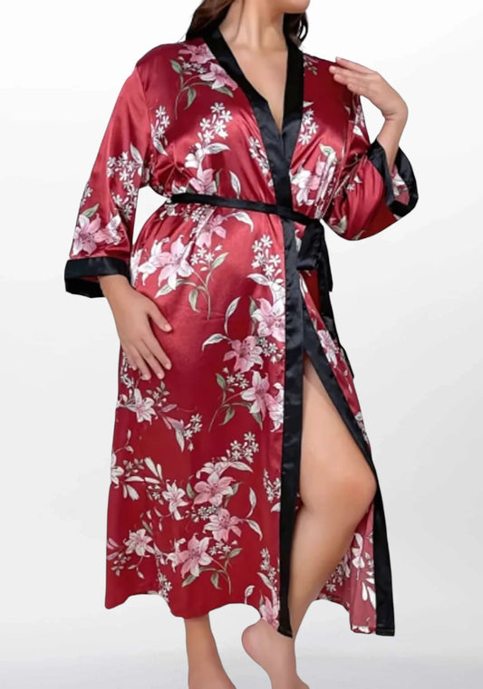 Robe de chambre en satin femme grande taille