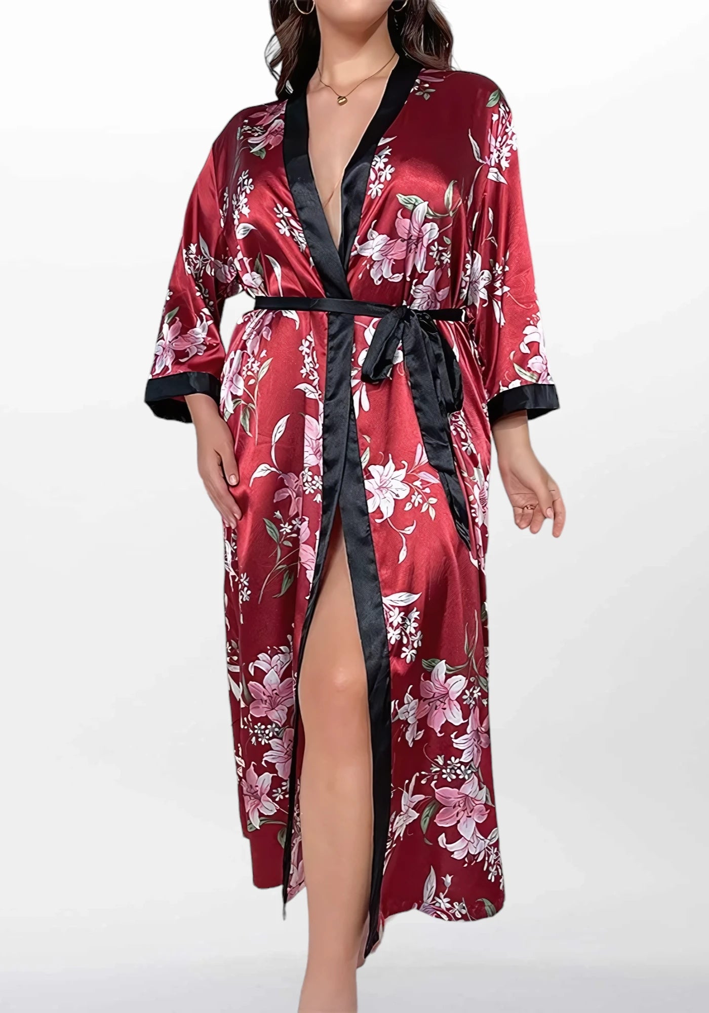 Robe de chambre en satin femme grande taille