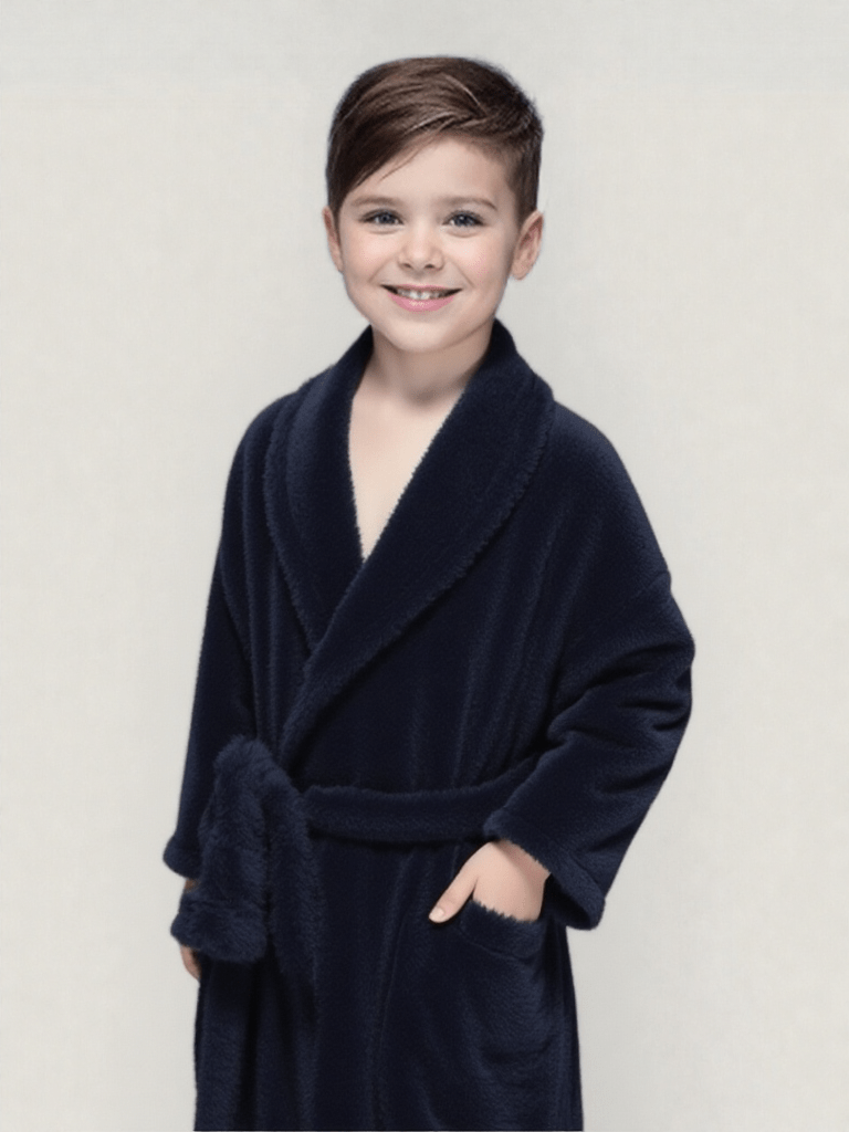 Robe de chambre enfant 10 ans, vue portée, bleu