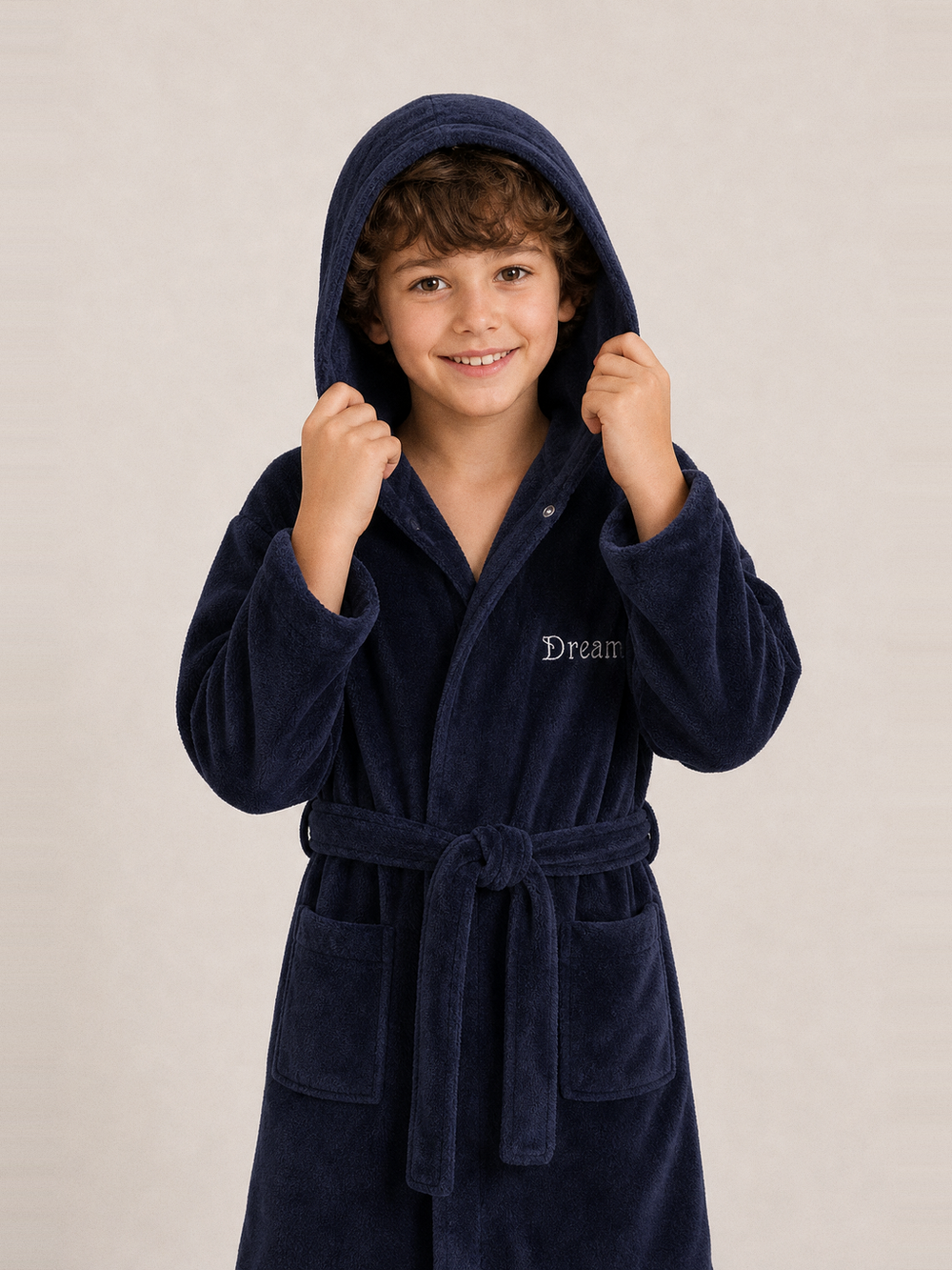 Robe de chambre enfant brodée – capuche