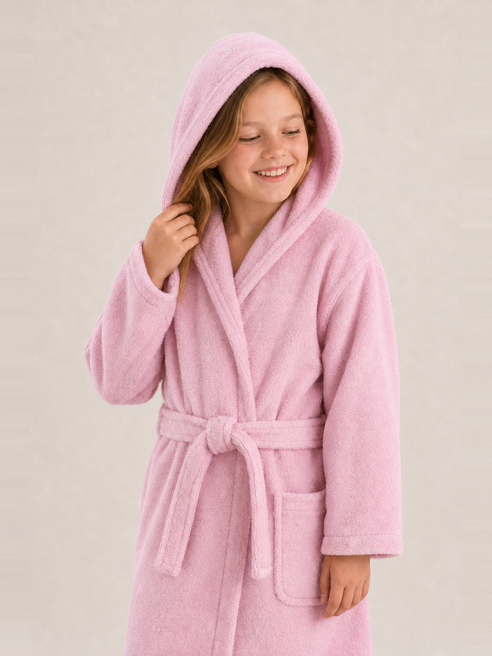 Robe de chambre enfant rose – capuche