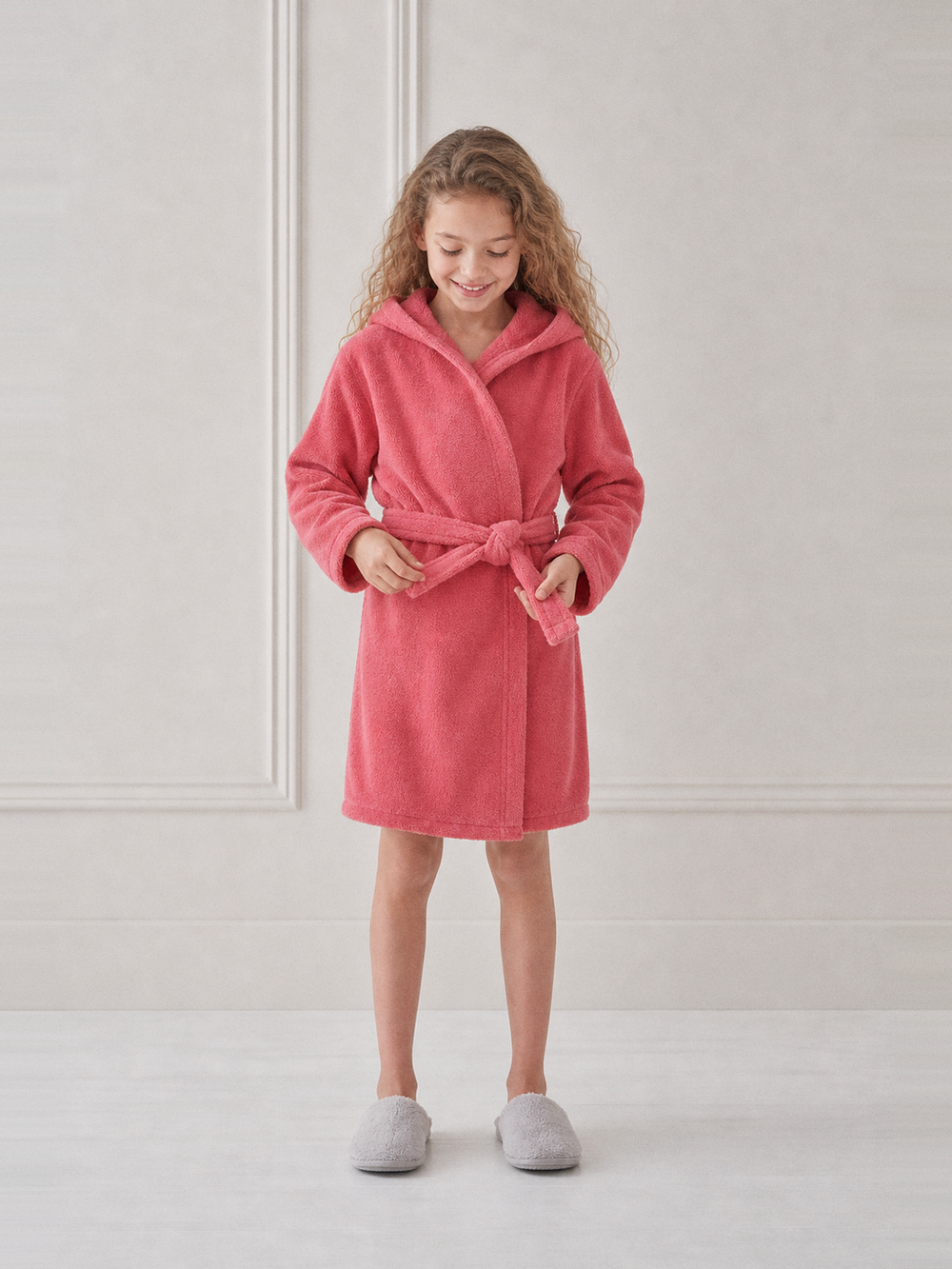 Robe de chambre enfant rouge – ceinture et poches
