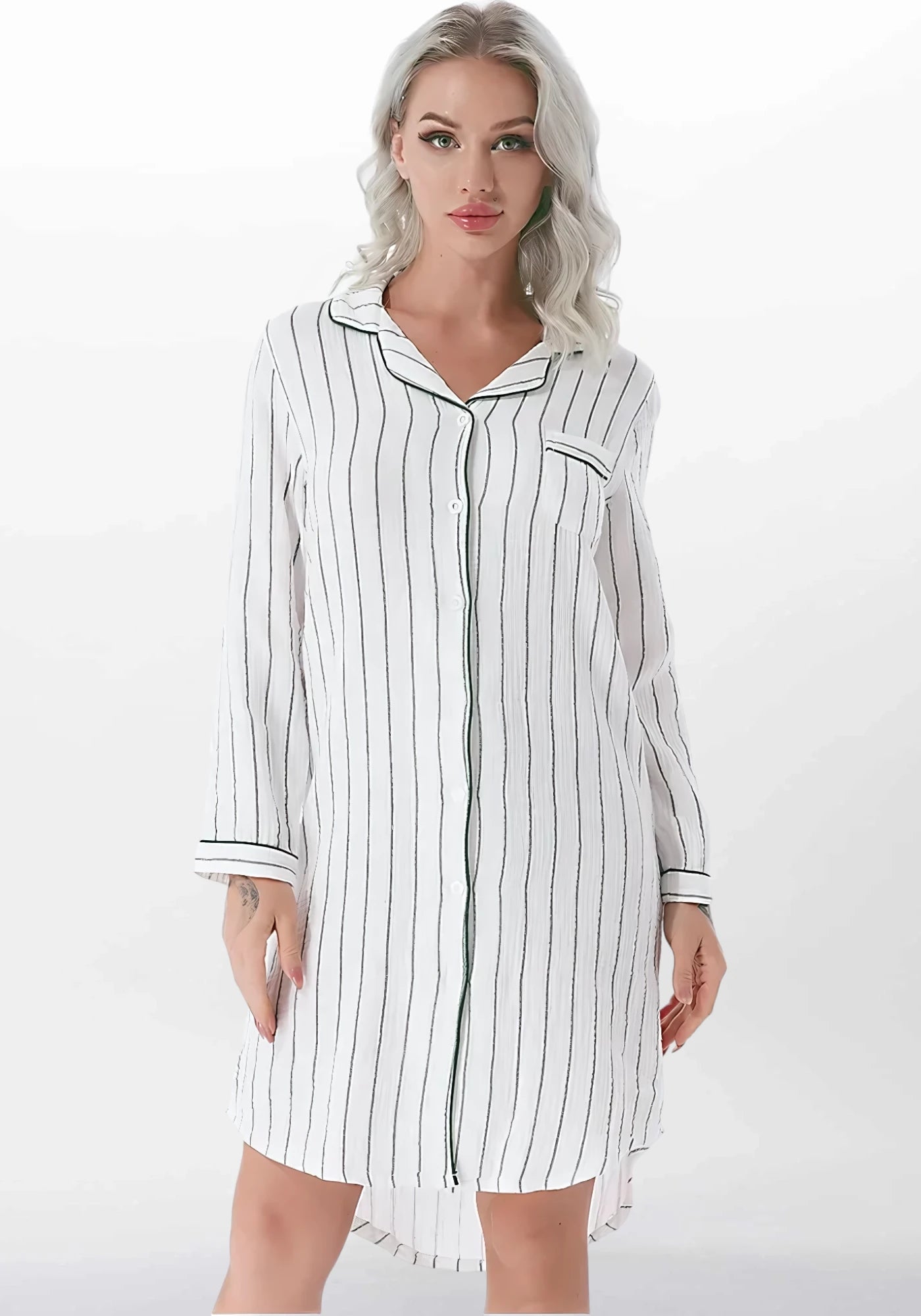 Robe de chambre femme coton boutonnée