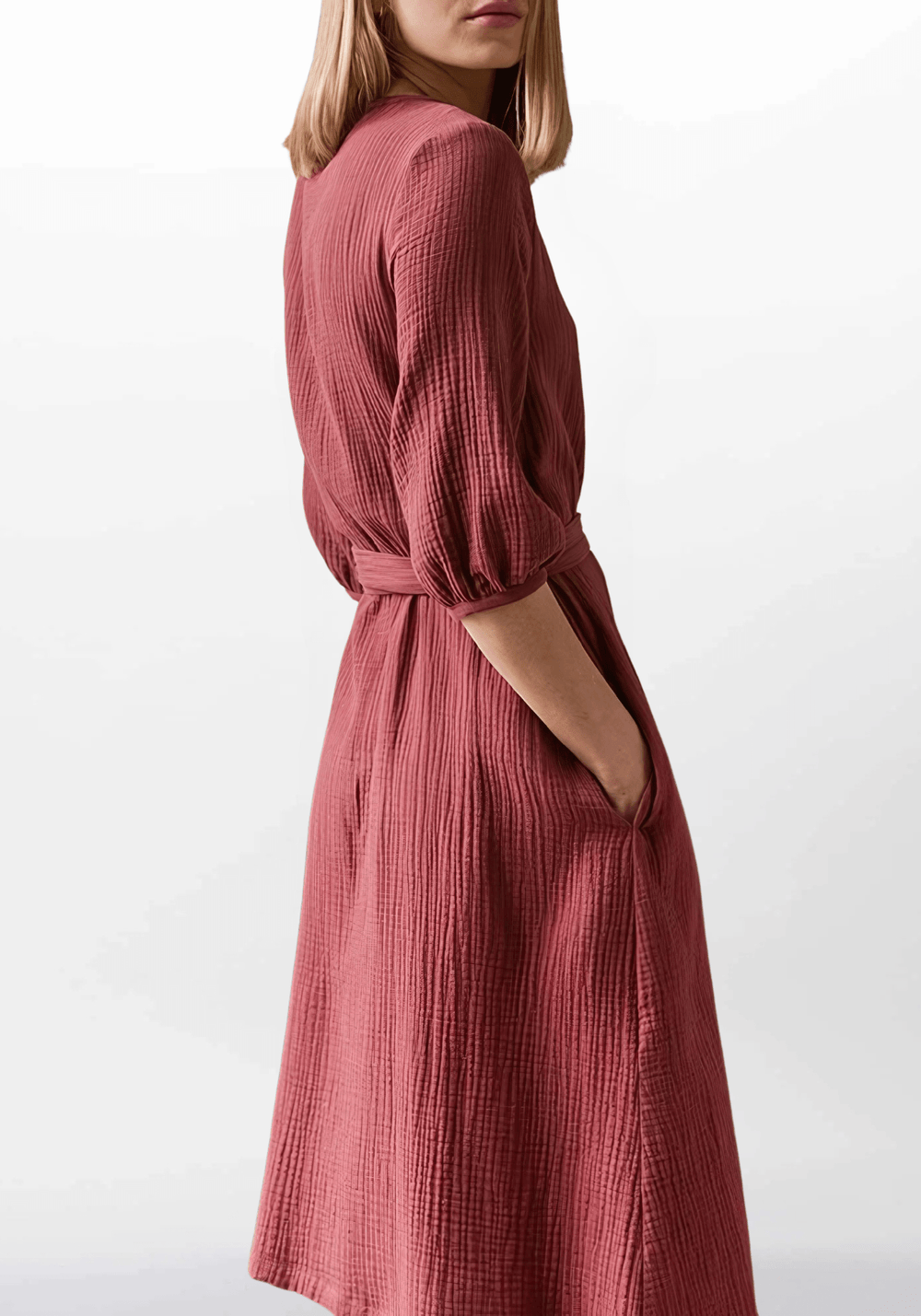 Vue de dos ou tombé, robe de chambre femme été coton
