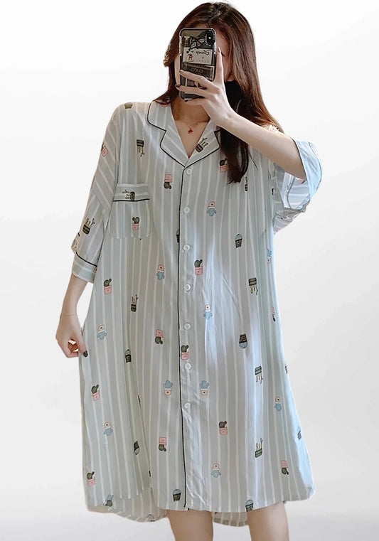 Robe de chambre femme longue boutonnée