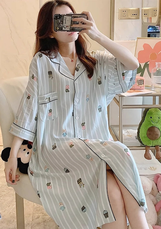 Robe de chambre femme longue boutonnée