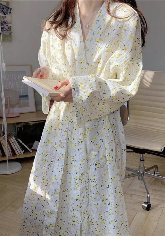 Robe de chambre femme longue coton