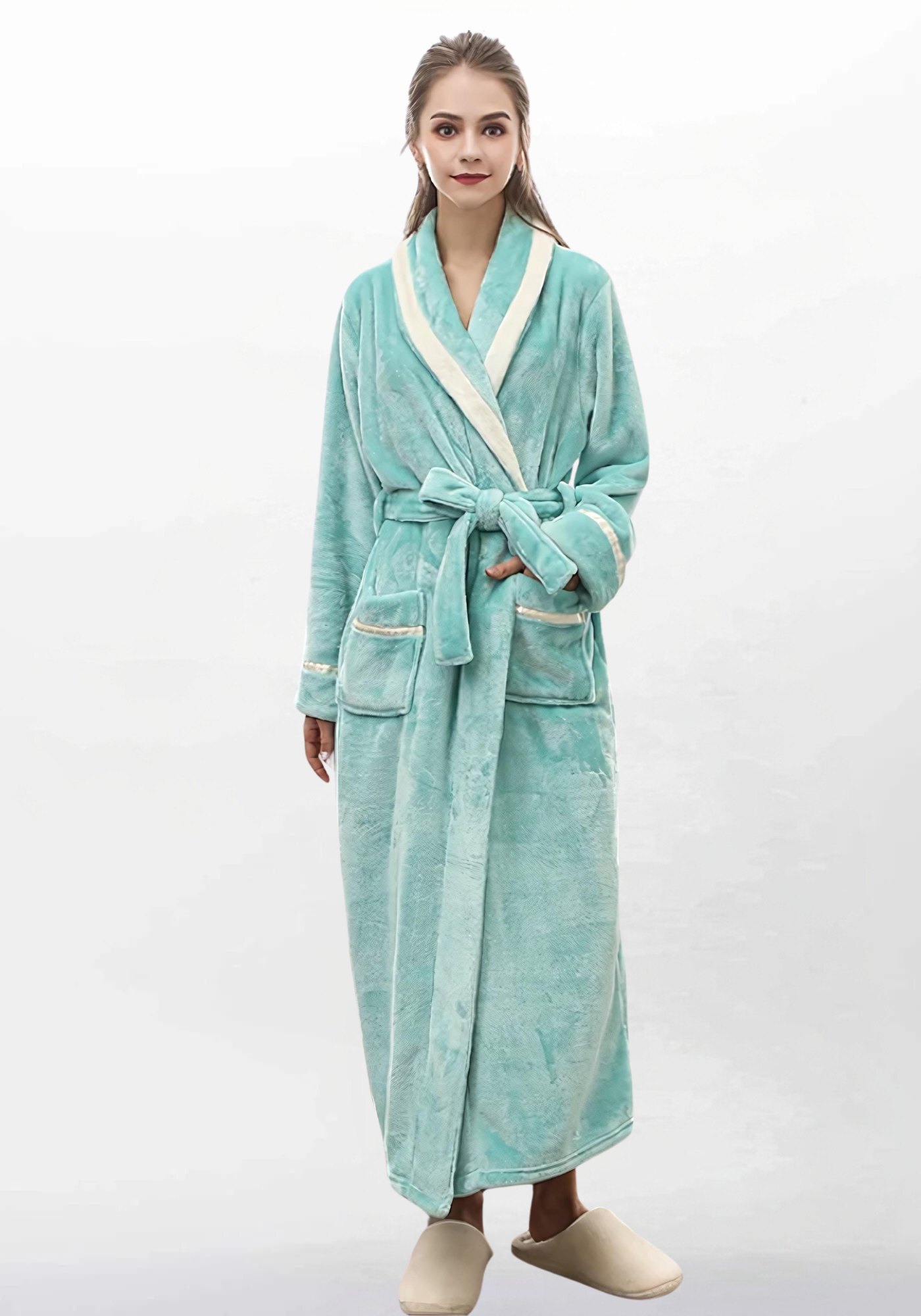 Robe de chambre femme polaire sans capuche