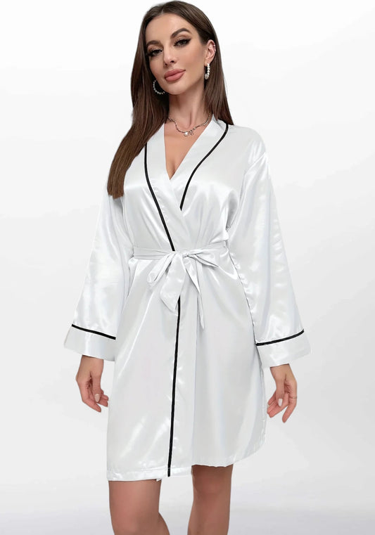 Robe de chambre femme satin blanc