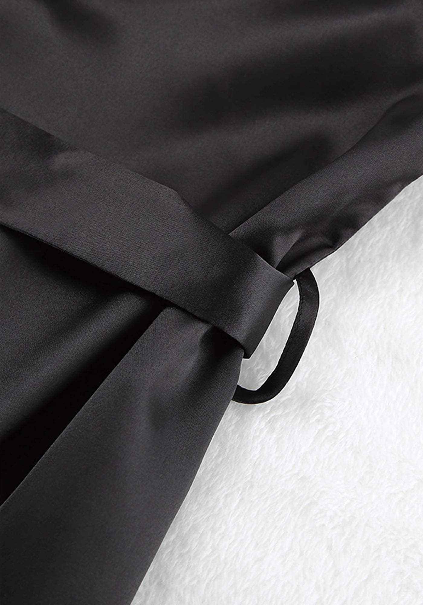 Robe de chambre femme satin noir