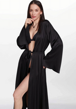 Robe de chambre femme satin noir - Vignette | Ma robe de chambre