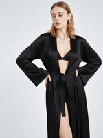 Robe de chambre femme satin noir - Vignette | Ma robe de chambre