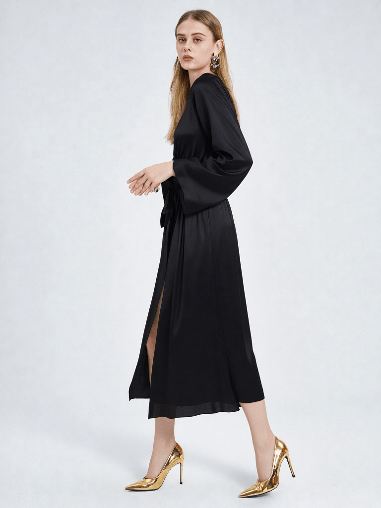 Robe de chambre femme satin noir - Ma robe de chambre