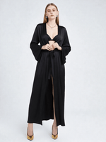 Robe de chambre femme satin noir - Vignette | Ma robe de chambre