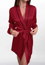 Robe de chambre femme satin rouge - Vignette | Ma robe de chambre