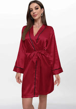 Robe de chambre femme satin rouge - Vignette | Ma robe de chambre