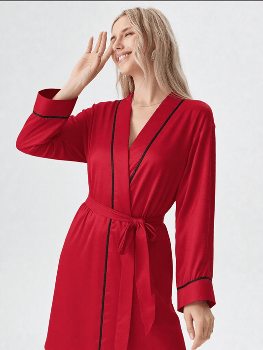 Robe de chambre femme satin rouge - Ma robe de chambre