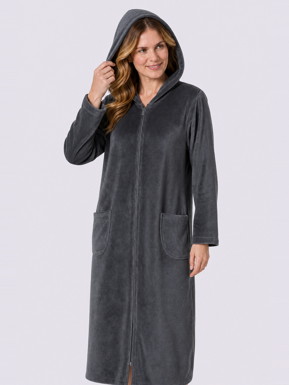 Robe de chambre femme senior facile à enfiler – capuche