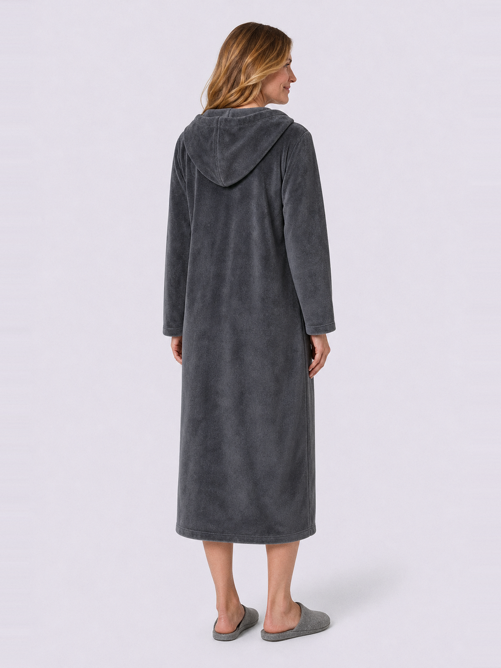 Robe de chambre femme senior facile à enfiler – vue de dos