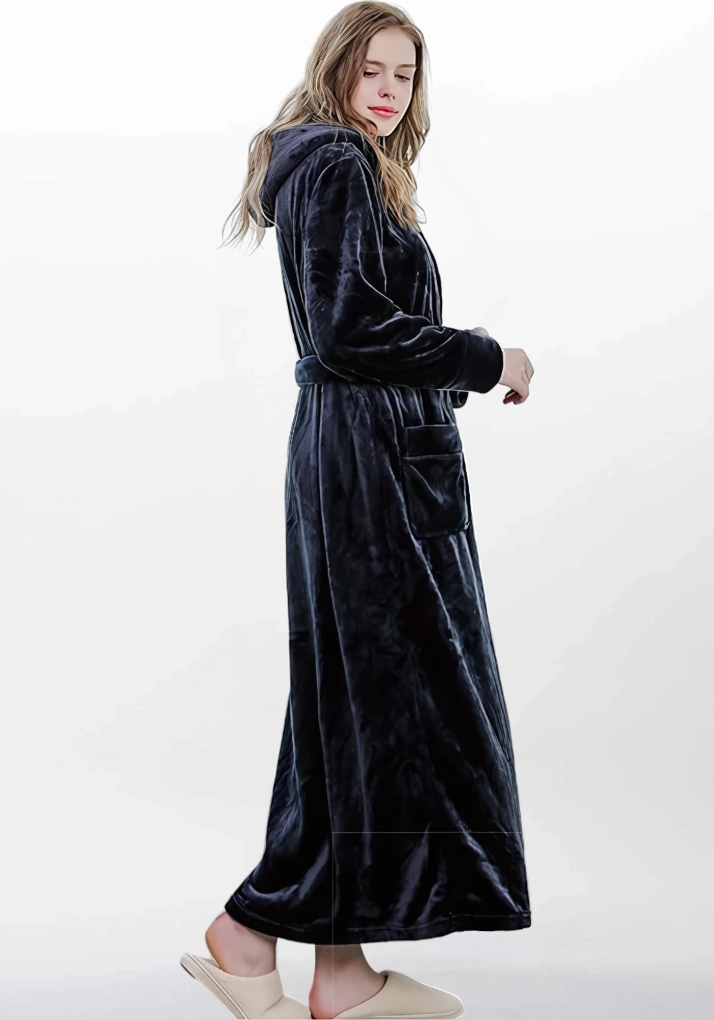 Robe de chambre femme velours noir