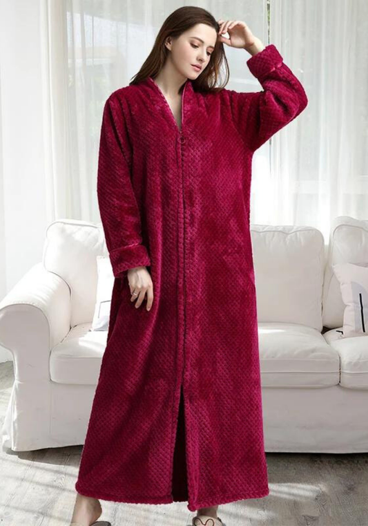 Robe de chambre femme velours zippée