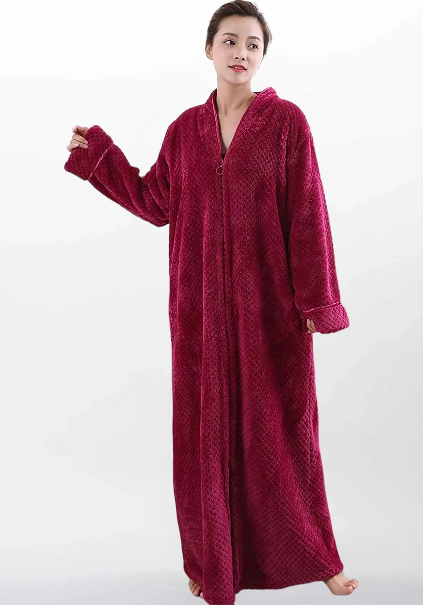 Robe de chambre femme velours zippée