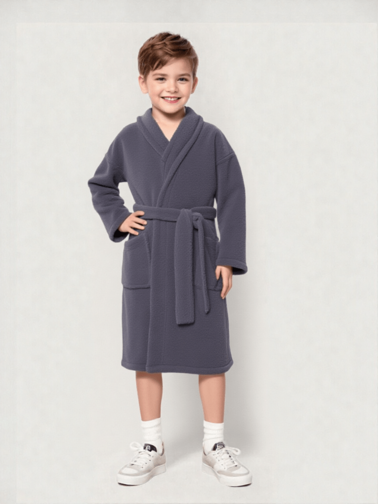 Robe de chambre garçon polaire, vue portée, bleu