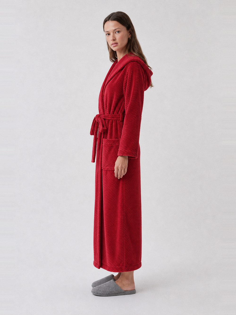 Robe de chambre hiver – longueur portée de profil