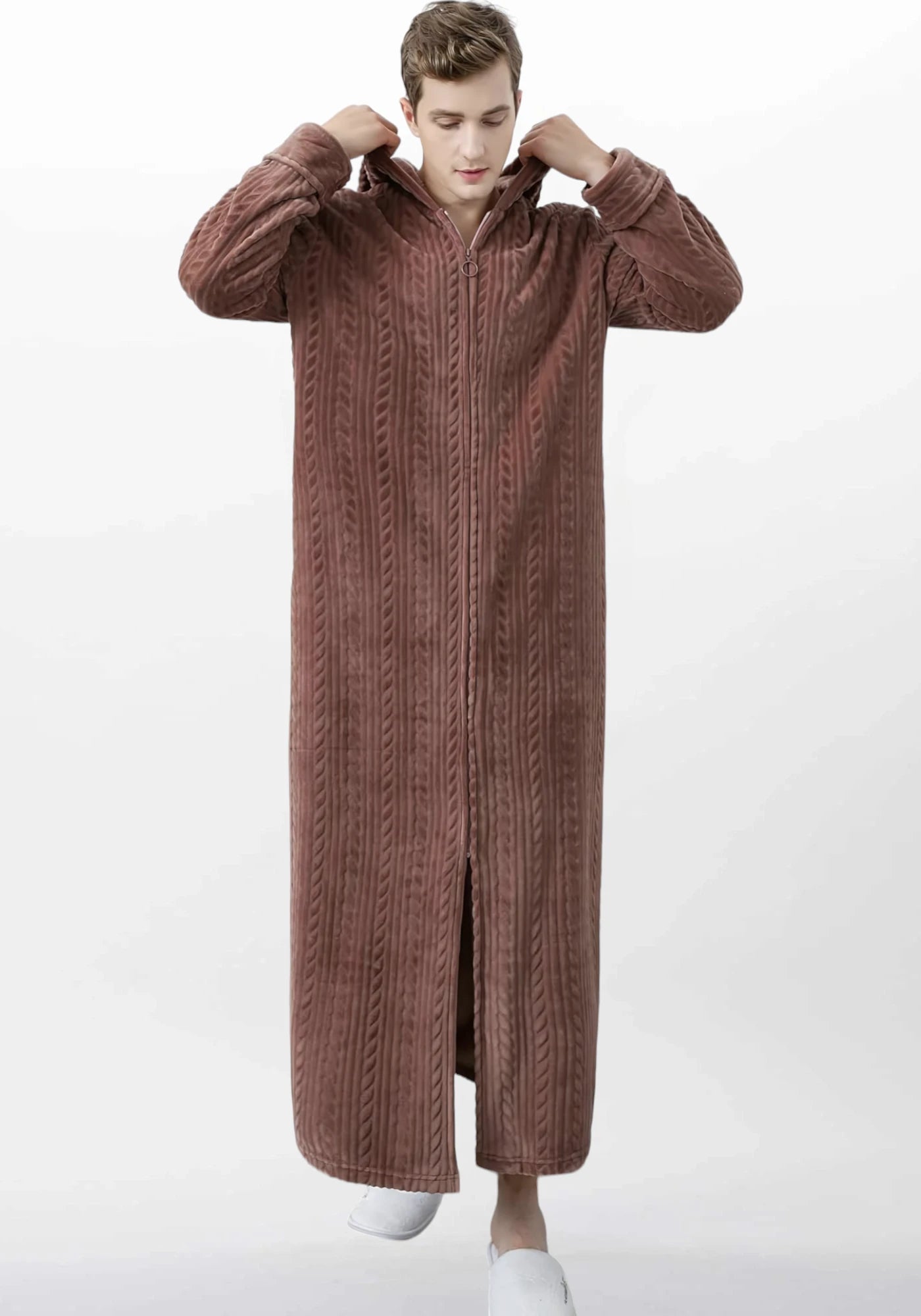 Robe de chambre homme polaire capuche