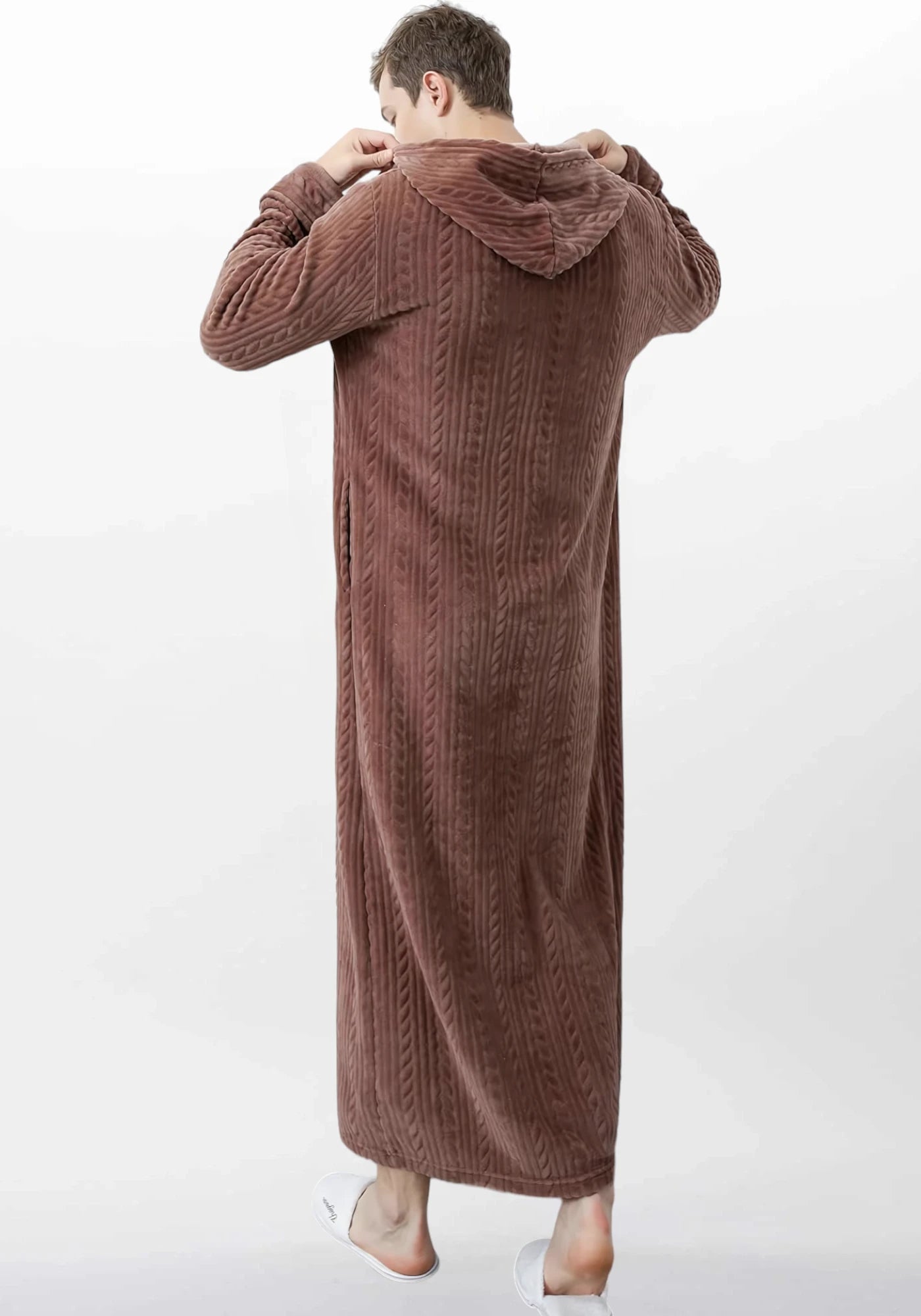 Robe de chambre homme polaire capuche