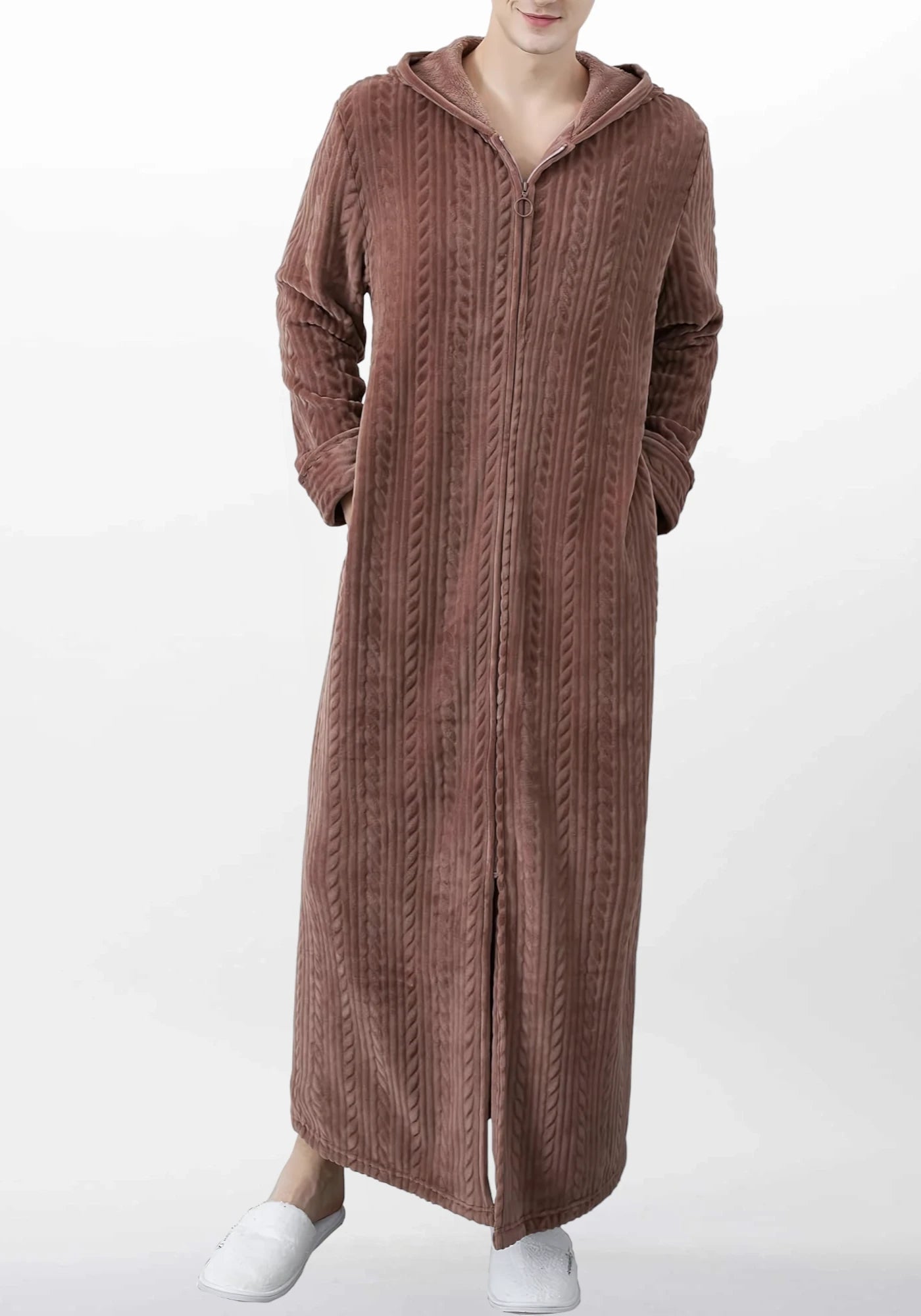 Robe de chambre homme polaire capuche