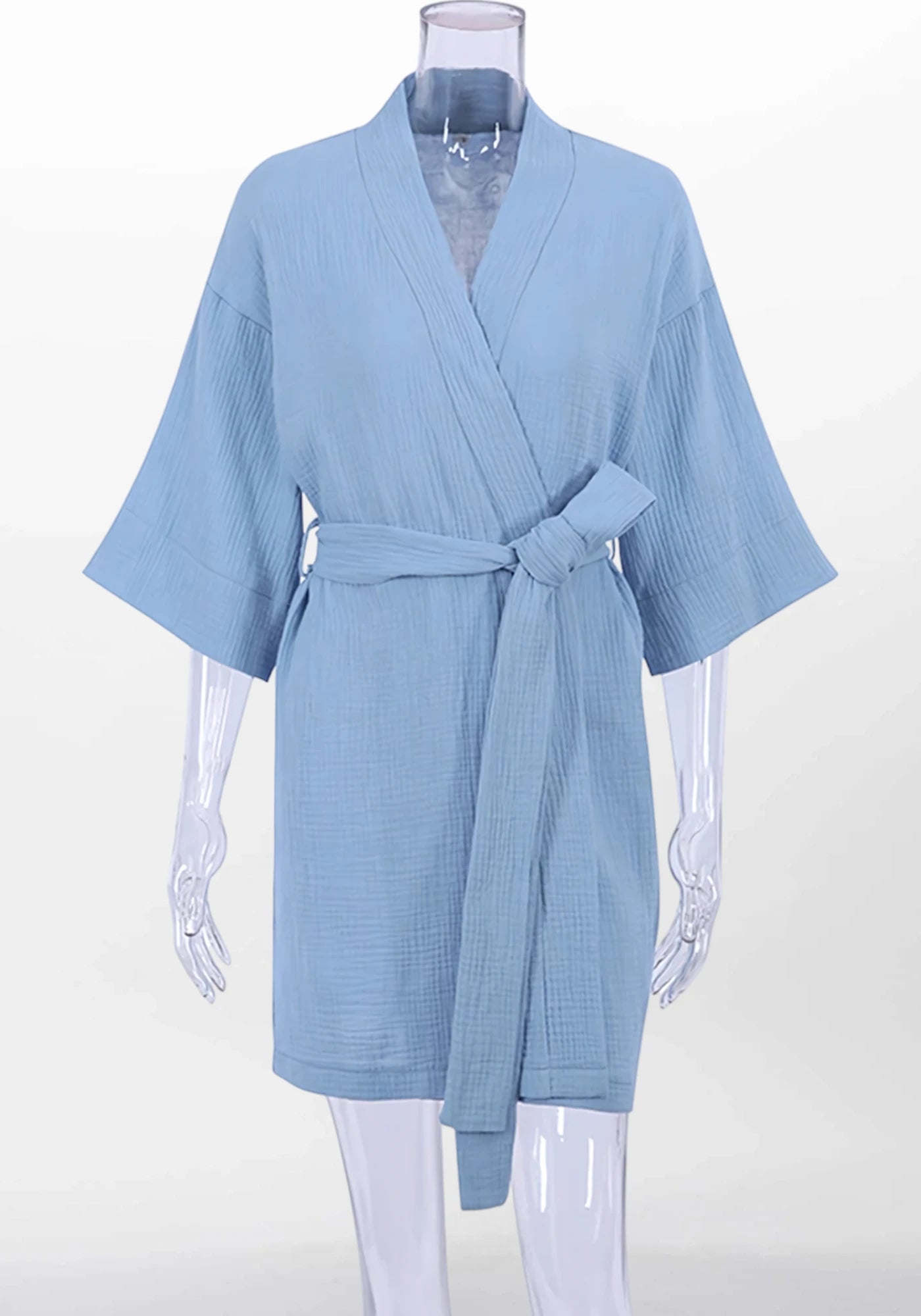 Robe de chambre kimono coton bleu femme