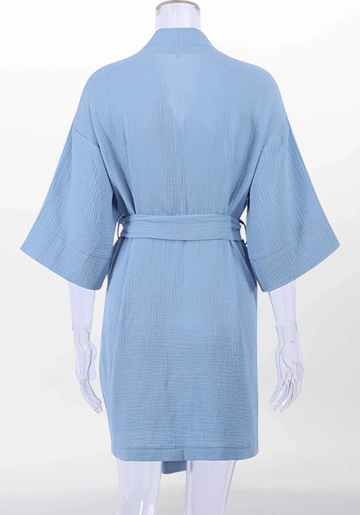 Robe de chambre kimono coton bleu femme