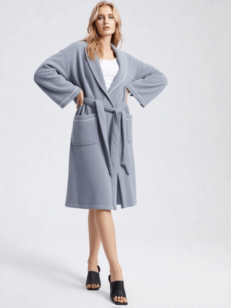 Détail matière et finitions, robe de chambre kimono coton
