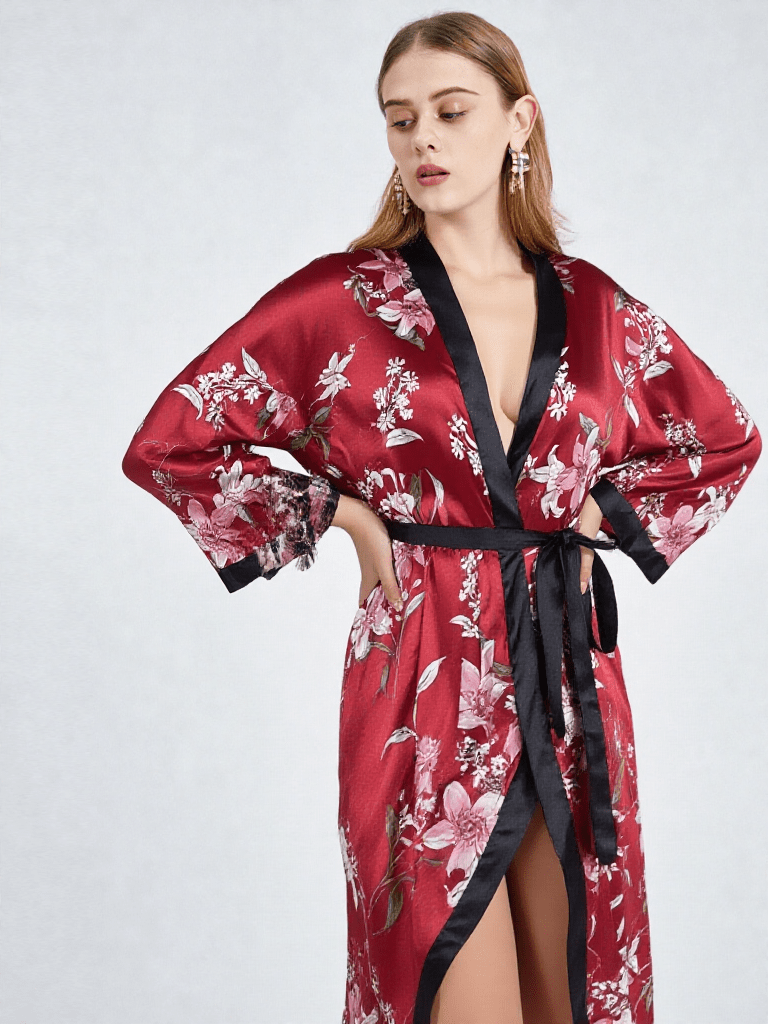 Détail matière et finitions, robe de chambre kimono femme grande taille