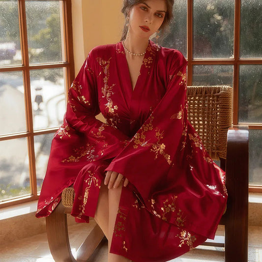 Robe de chambre kimono satin femme