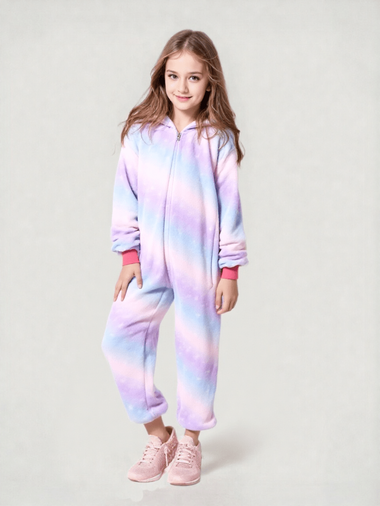 Vue de dos ou tombé, robe de chambre licorne fille