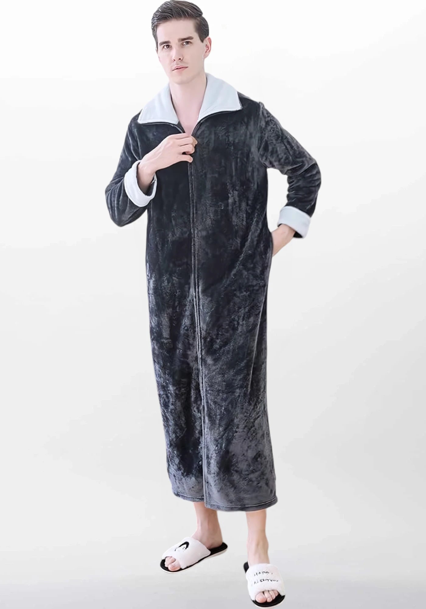 Robe de chambre longue chaude pour femme grande taille