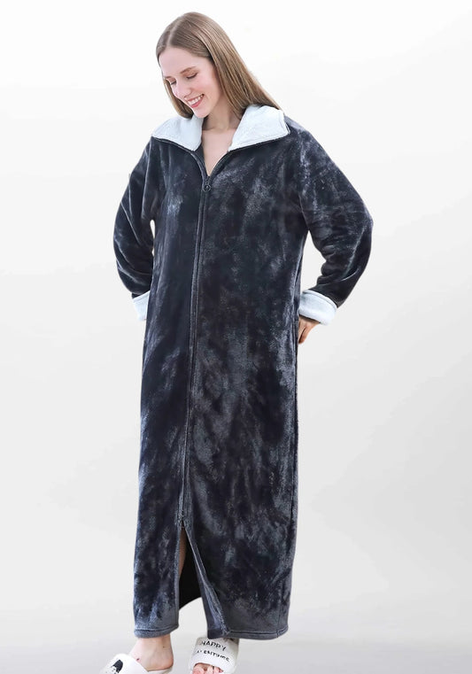 Robe de chambre longue chaude pour femme grande taille