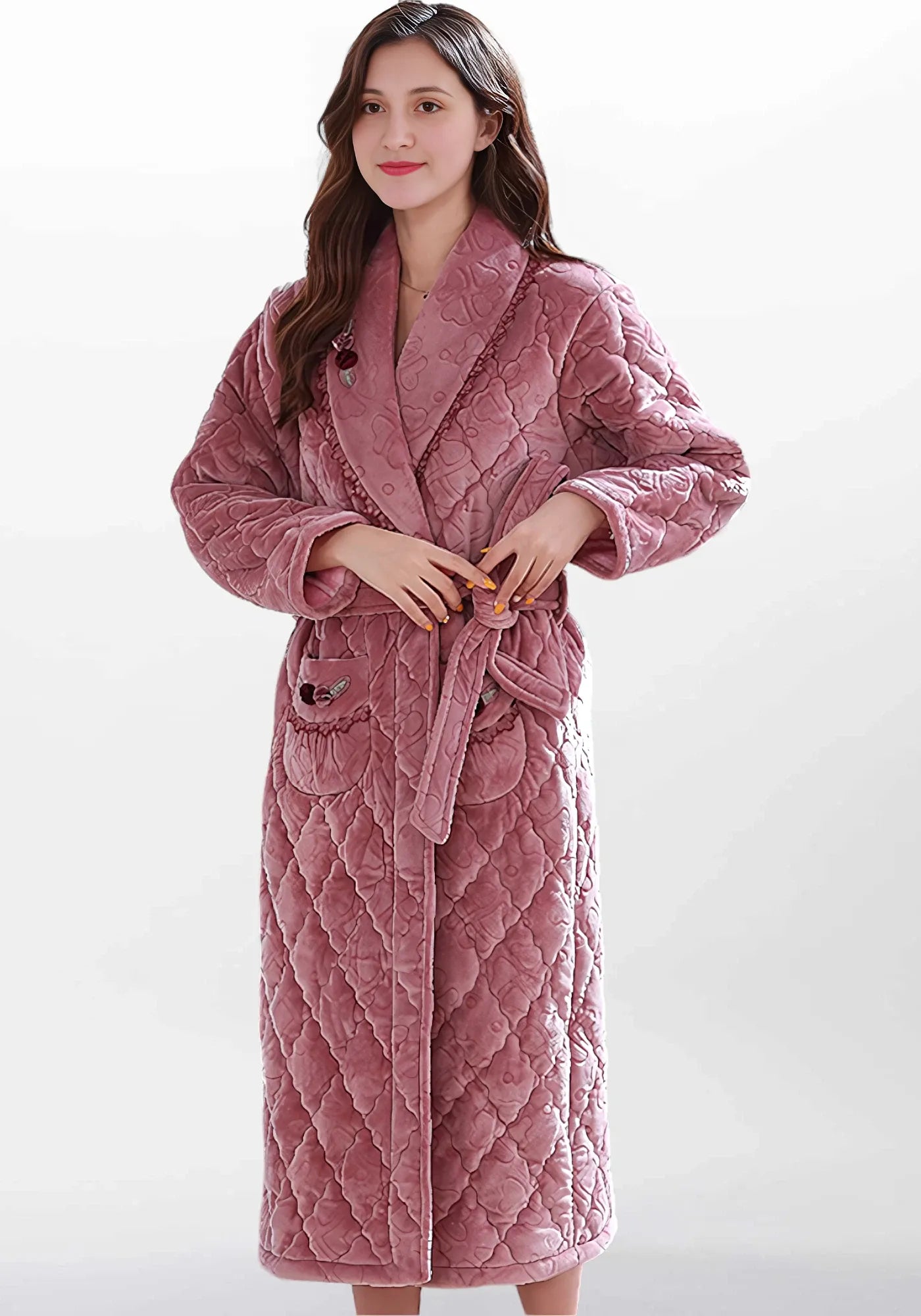 Robe de chambre longue chaude pour femme matelassé