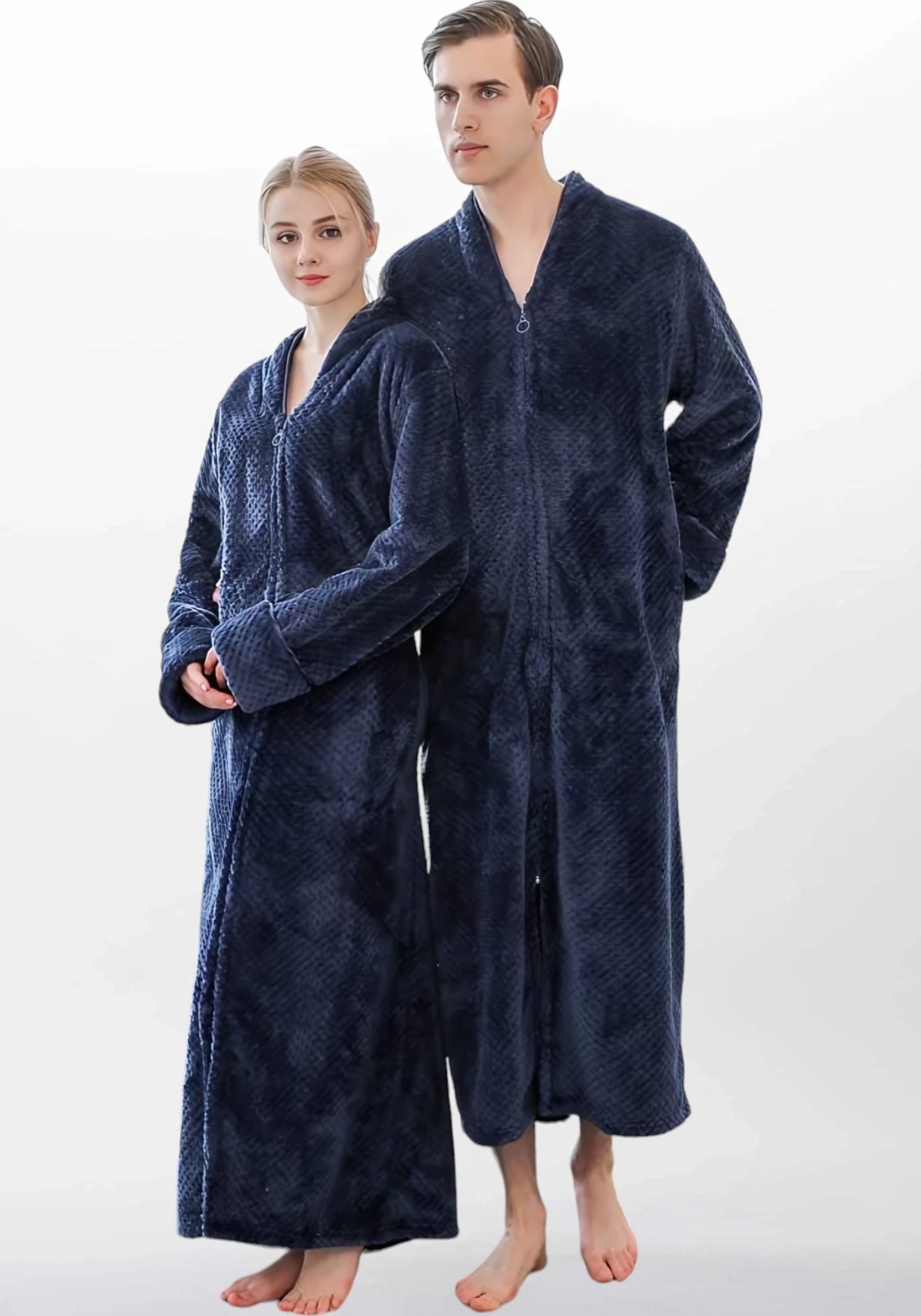 Robe de chambre longue chaude pour femme zippée