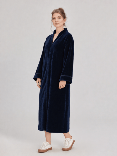 Robe de chambre longue chaude pour femme zippée - Ma robe de chambre