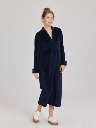 Robe de chambre longue chaude pour femme zippée - Ma robe de chambre