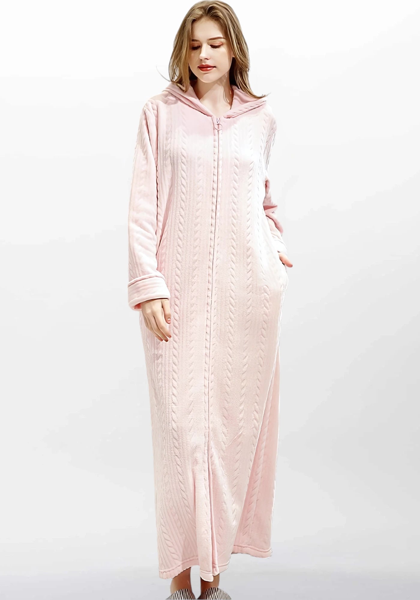 Robe de chambre longue femme avec fermeture éclair