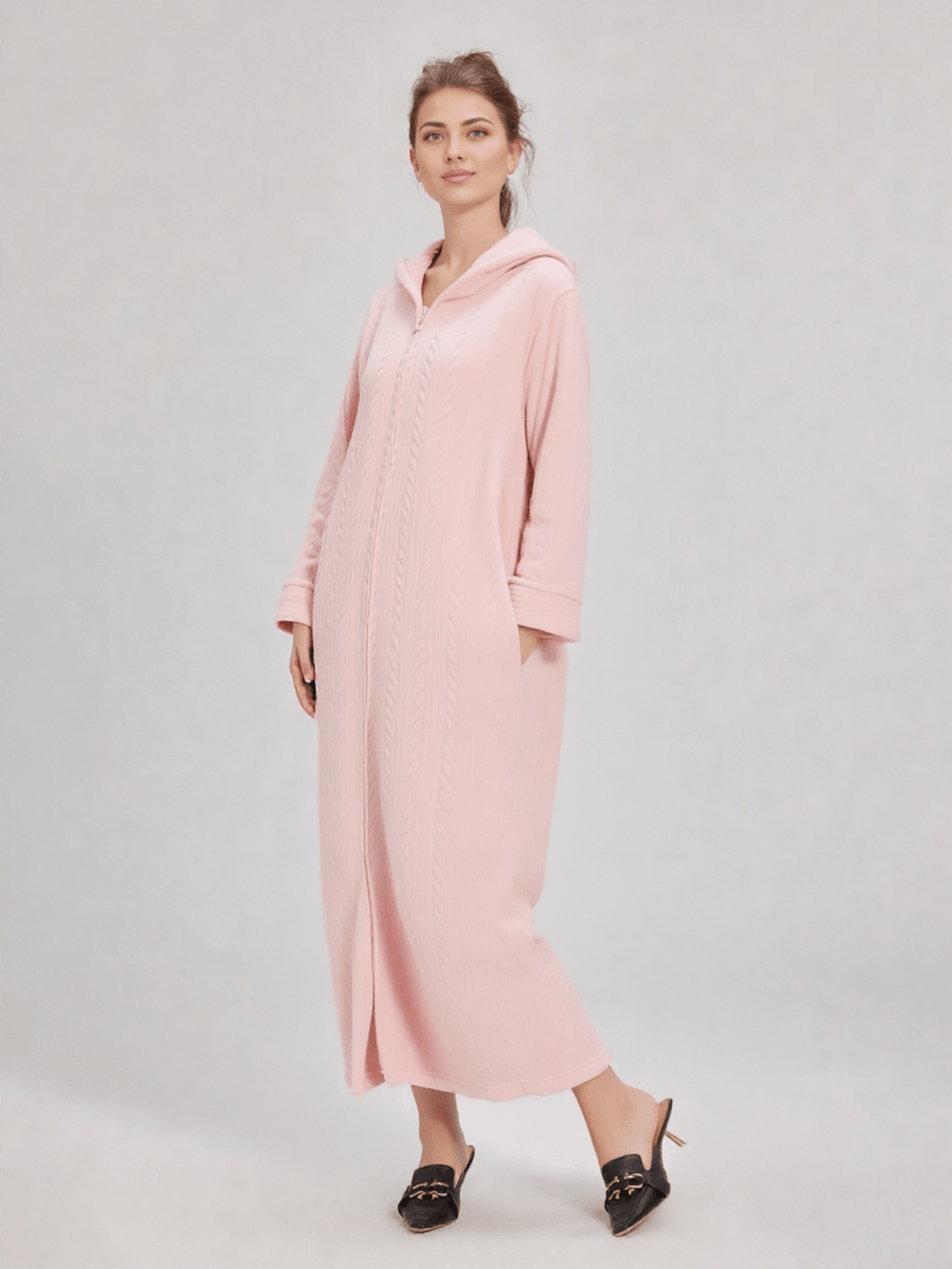 Robe de chambre longue femme avec fermeture éclair - Ma robe de chambre