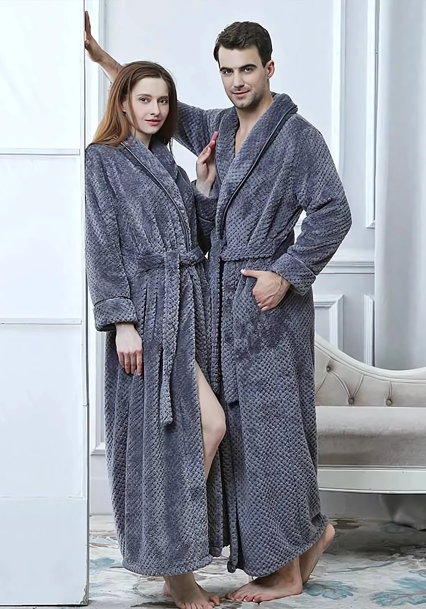 Robe de chambre longue femme polaire