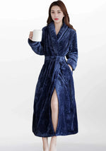 Robe de chambre longue polaire bleu femme - Vignette | Ma robe de chambre