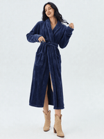 Robe de chambre longue polaire bleu femme - Vignette | Ma robe de chambre
